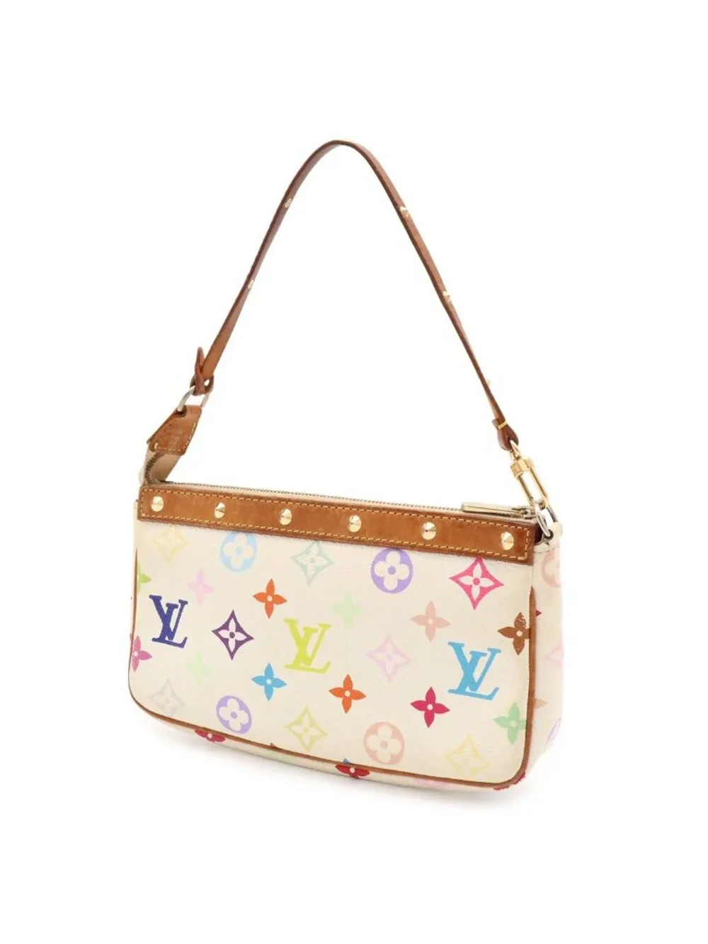 Louis Vuitton Monogram Multicolor Pochette Soir Pouch Party Blanc White